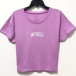NWT: O'Neill - Tide Vibe, Relaxed Fit,Cropped Graphic T-Shirt in Passionfruit